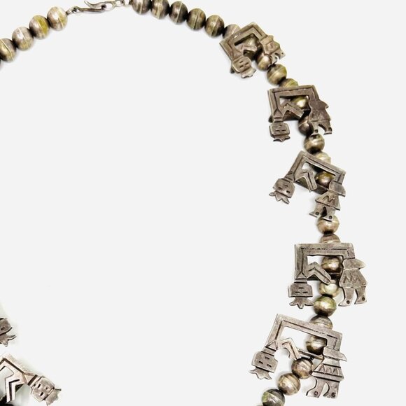 Monroe Ashley Navajo Native American Yei Squash Blossom Sterling Silver Necklace main image 11